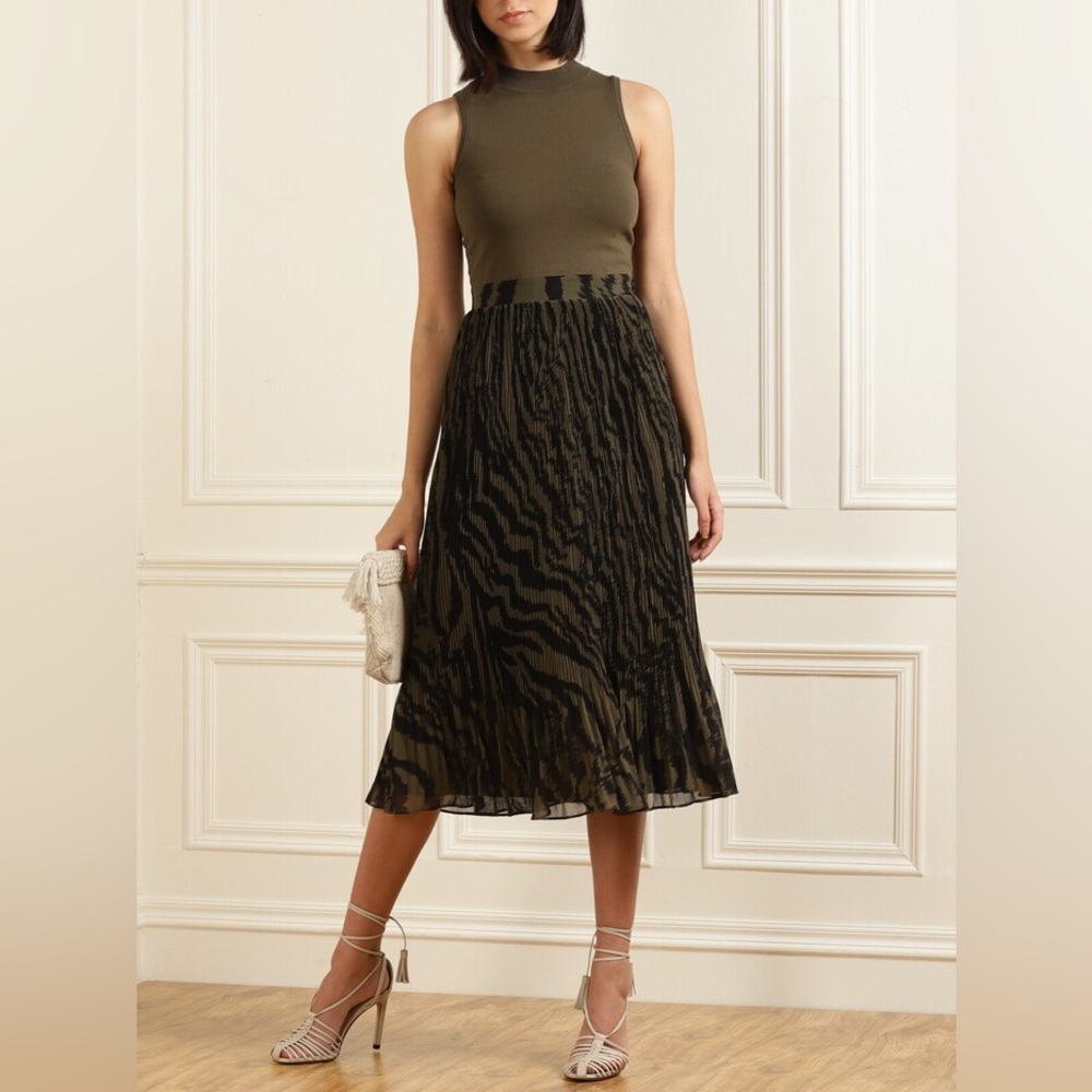 Ted Baker London Olive and Black Midi Dress